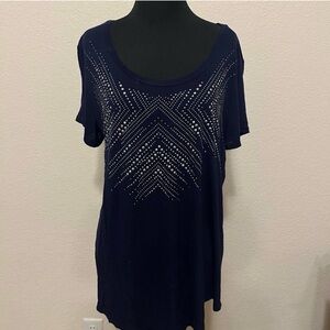 Navy Blue Embellished Women's Top